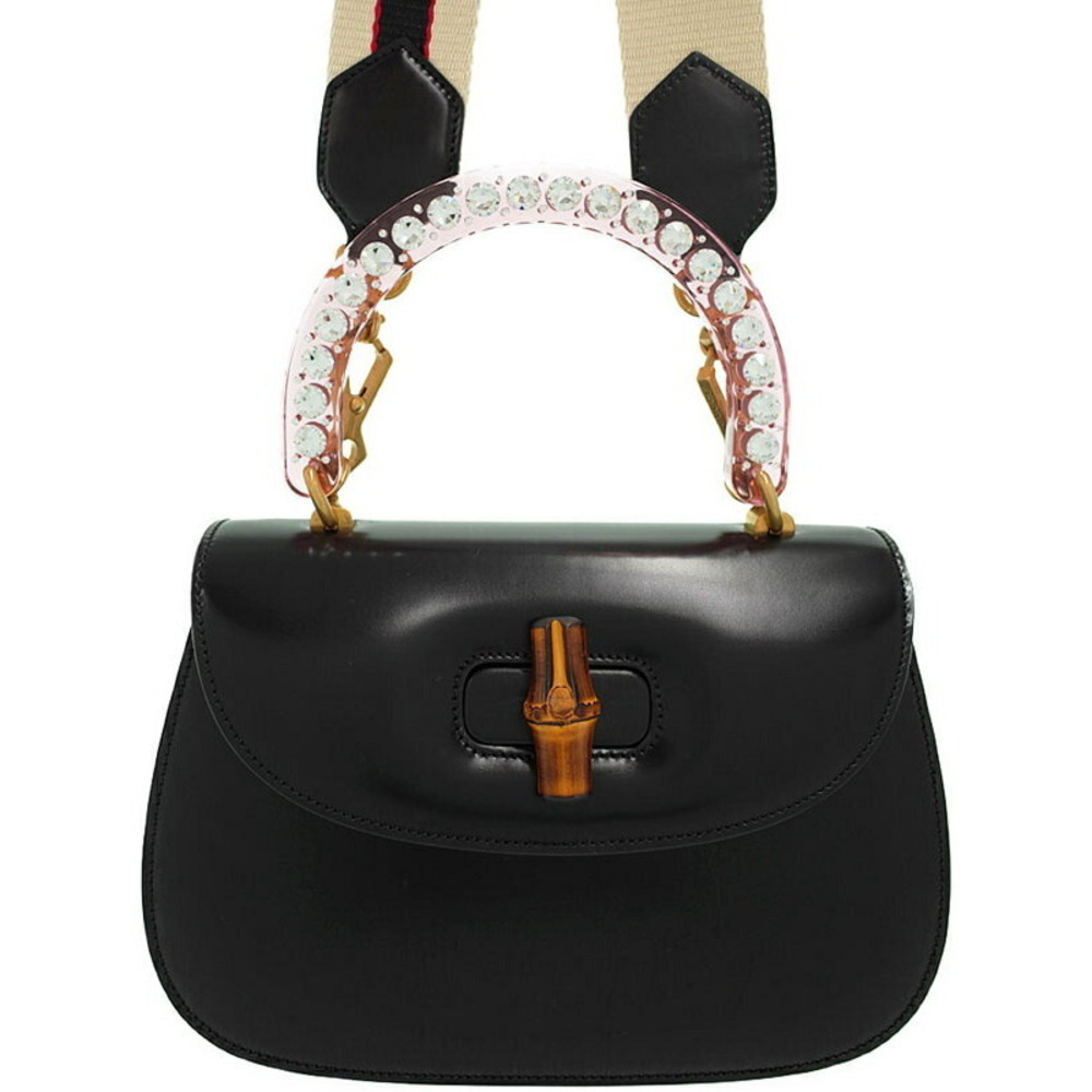 Gucci Bamboo Classic Handbag Rhinestone Clear Handle Bag